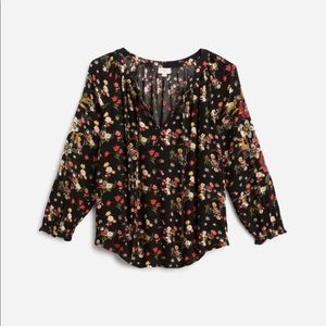 StitchFix brand. Black multi color floral print with embroidery flowers.
